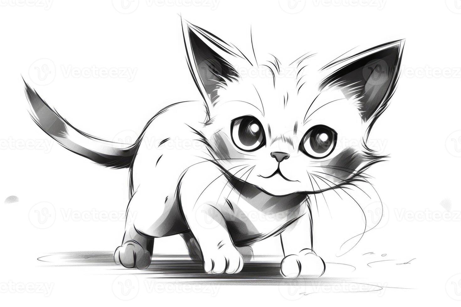 Coloring page outline of cartoon cute little puppy dog. illustration coloring book for kids. photo