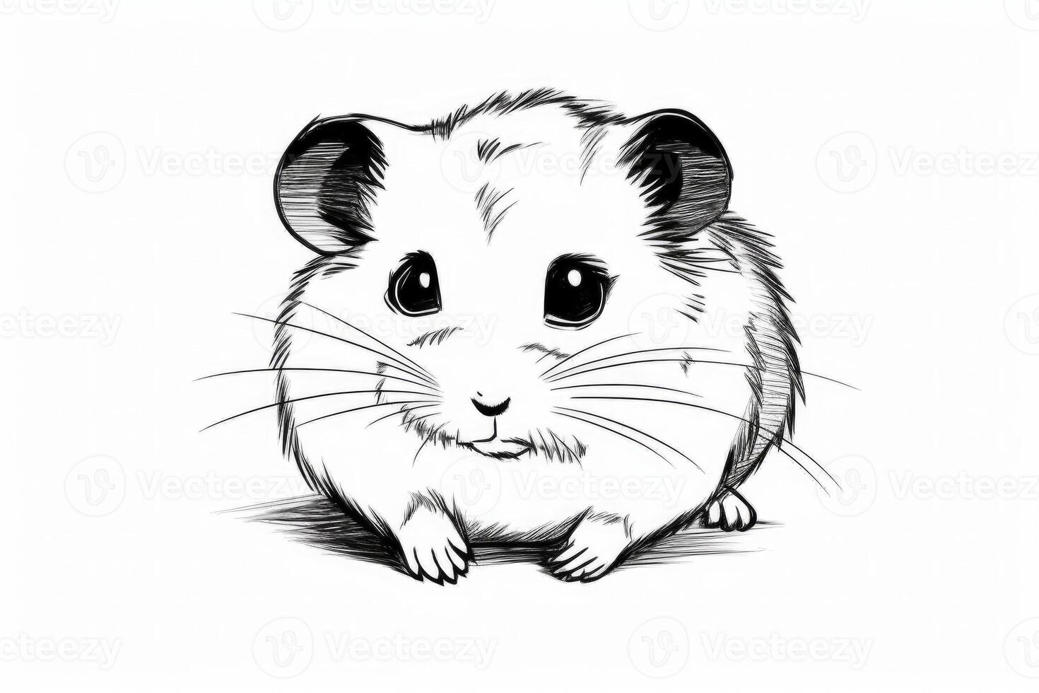 Coloring page outline of cartoon cute little hamster. illustration coloring book for kids. photo