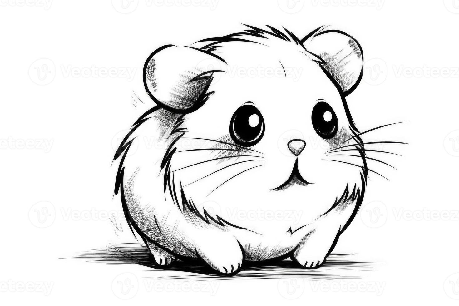 Coloring page outline of cartoon cute little hamster. illustration coloring book for kids. photo