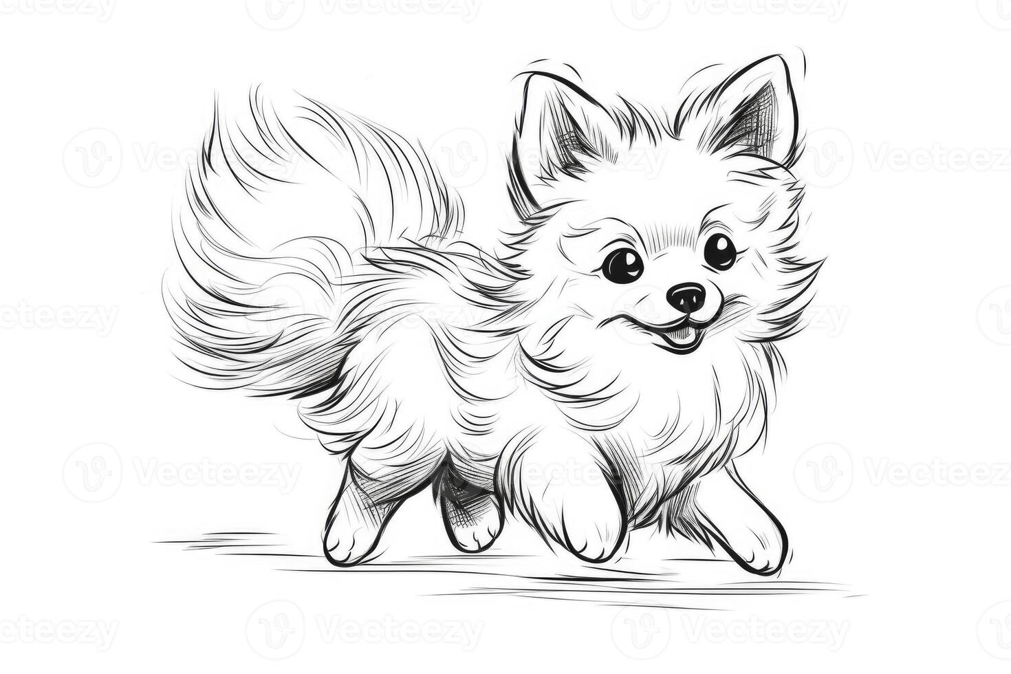 Coloring page outline of cartoon cute little puppy dog. illustration coloring book for kids. photo