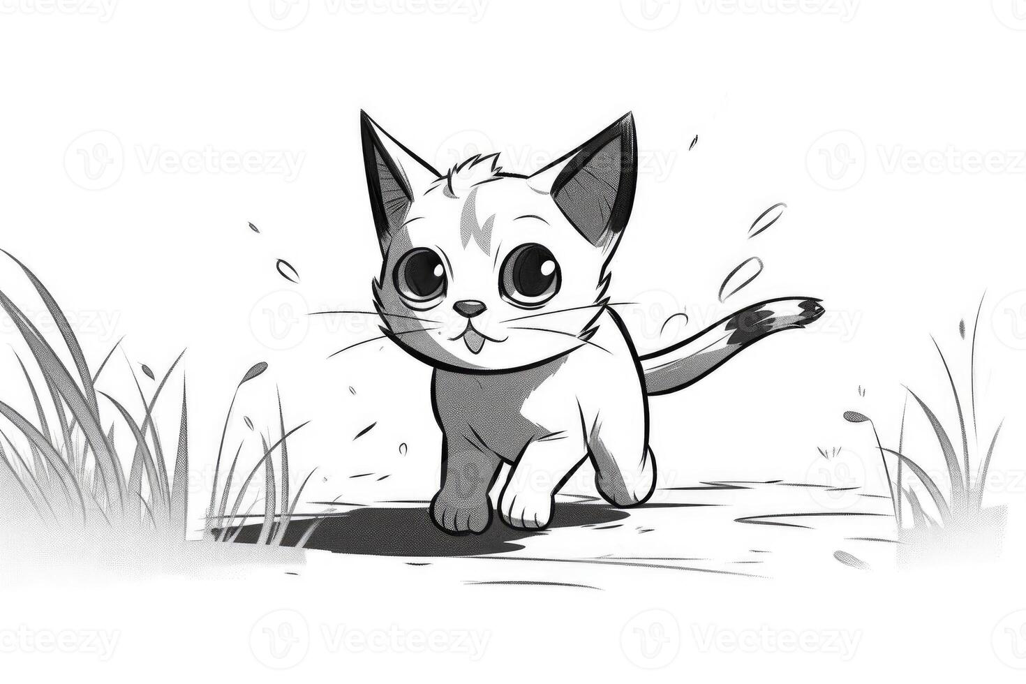 Coloring page outline of cartoon cute little puppy dog. illustration coloring book for kids. photo