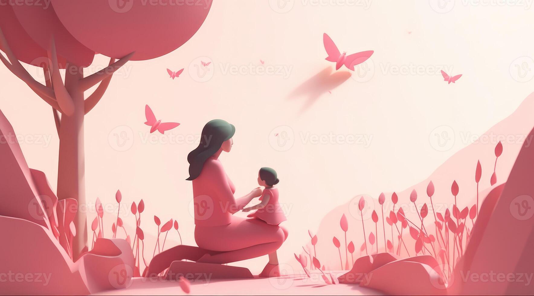 Mother's day greeting card clipart personalized mother card template, in the style of 3D polygonal paper art with photo