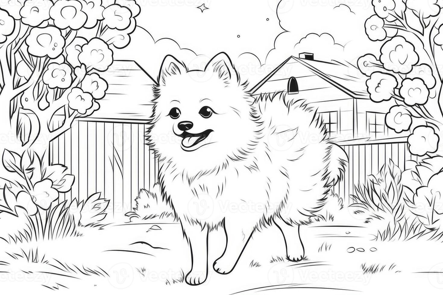 Coloring page outline of cartoon cute little puppy dog. illustration coloring book for kids. photo