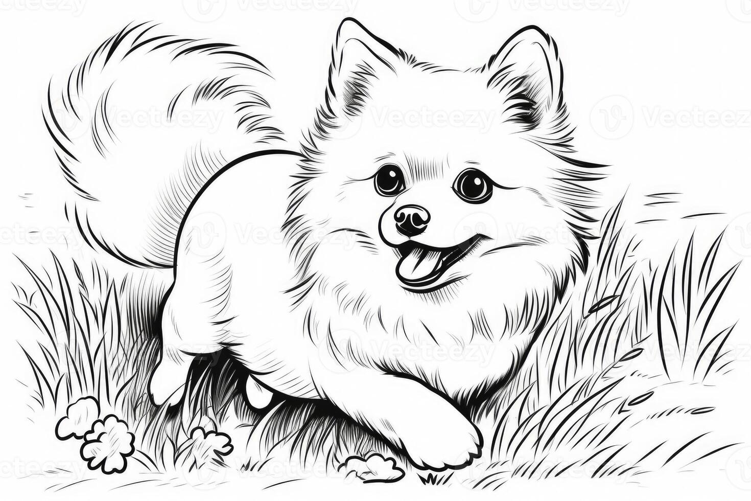 Coloring page outline of cartoon cute little puppy dog. illustration coloring book for kids. photo