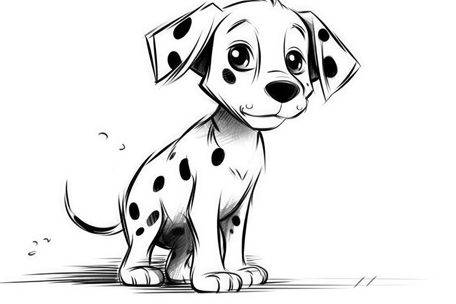 Coloring page outline of cartoon cute little puppy dog. illustration coloring book for kids. photo