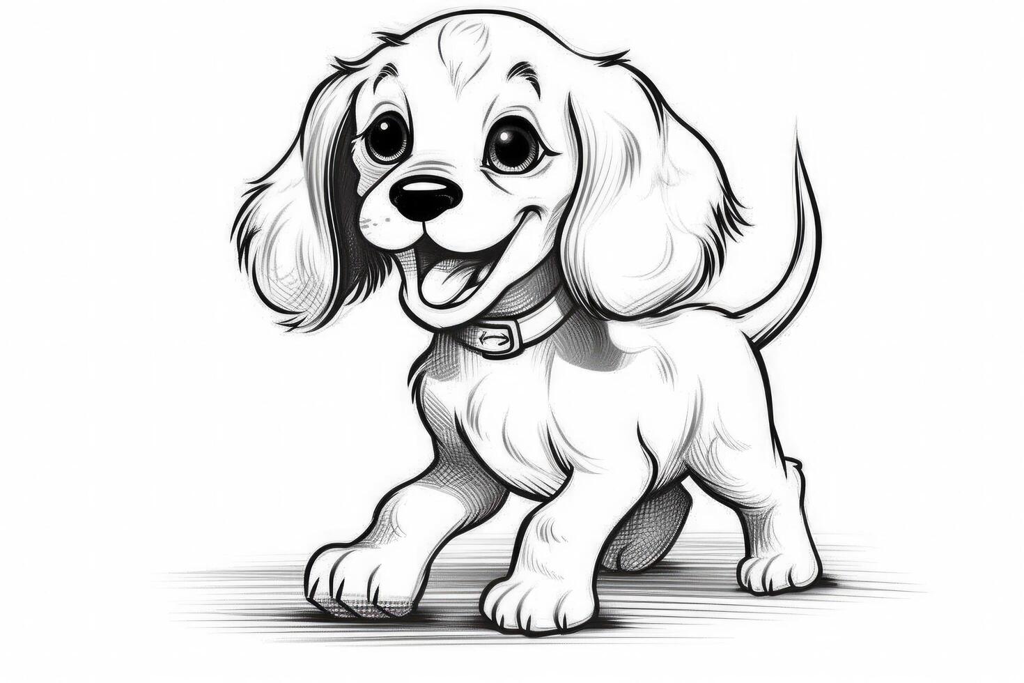 Coloring page outline of cartoon cute little puppy dog. illustration coloring book for kids. photo