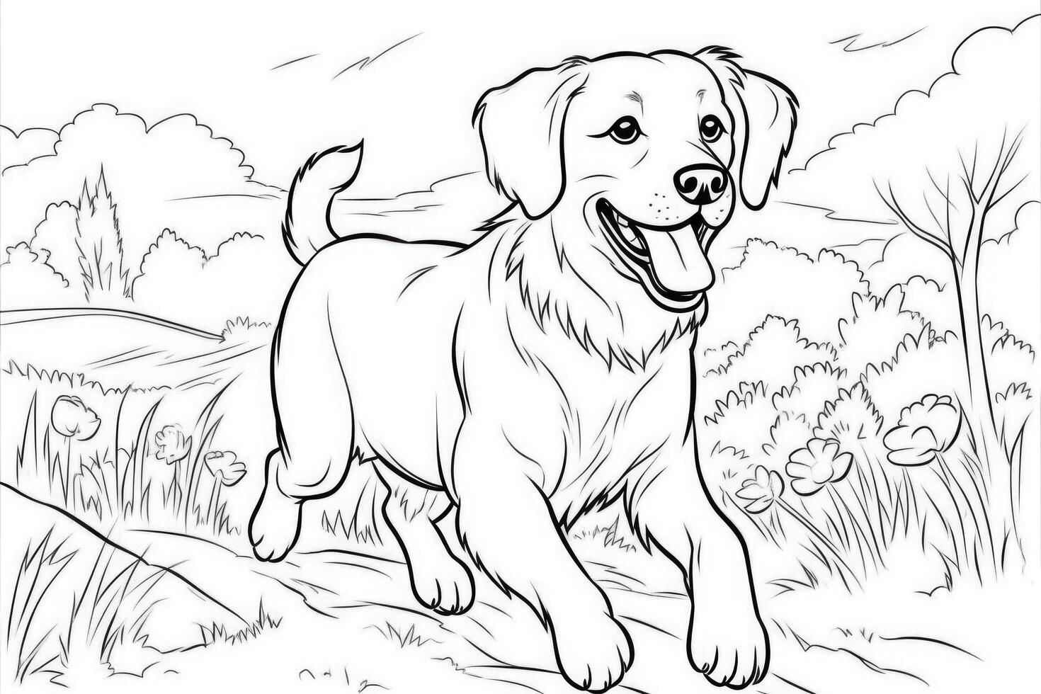 Coloring page outline of cartoon cute little puppy dog. illustration coloring book for kids. photo