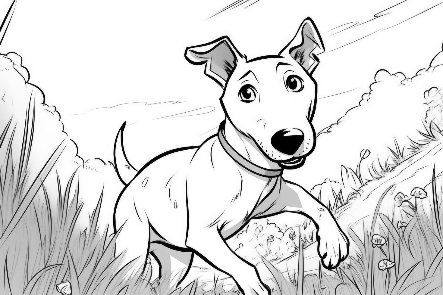Coloring page outline of cartoon cute little puppy dog. illustration coloring book for kids. photo