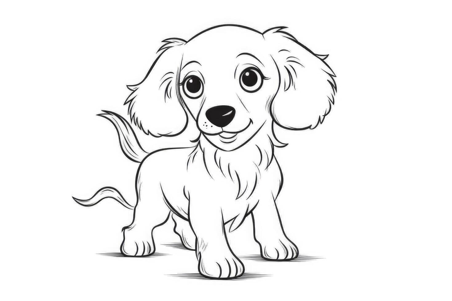 Coloring page outline of cartoon cute little puppy dog. illustration coloring book for kids. photo