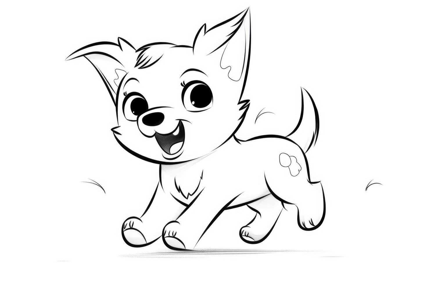 Coloring page outline of cartoon cute little puppy dog. illustration coloring book for kids. photo