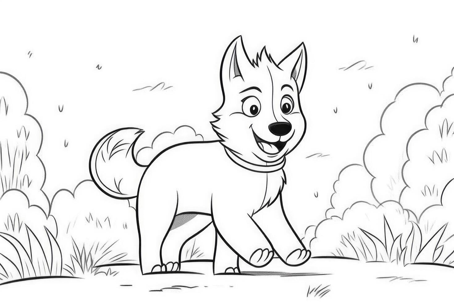 Coloring page outline of cartoon cute little puppy dog. illustration coloring book for kids. photo