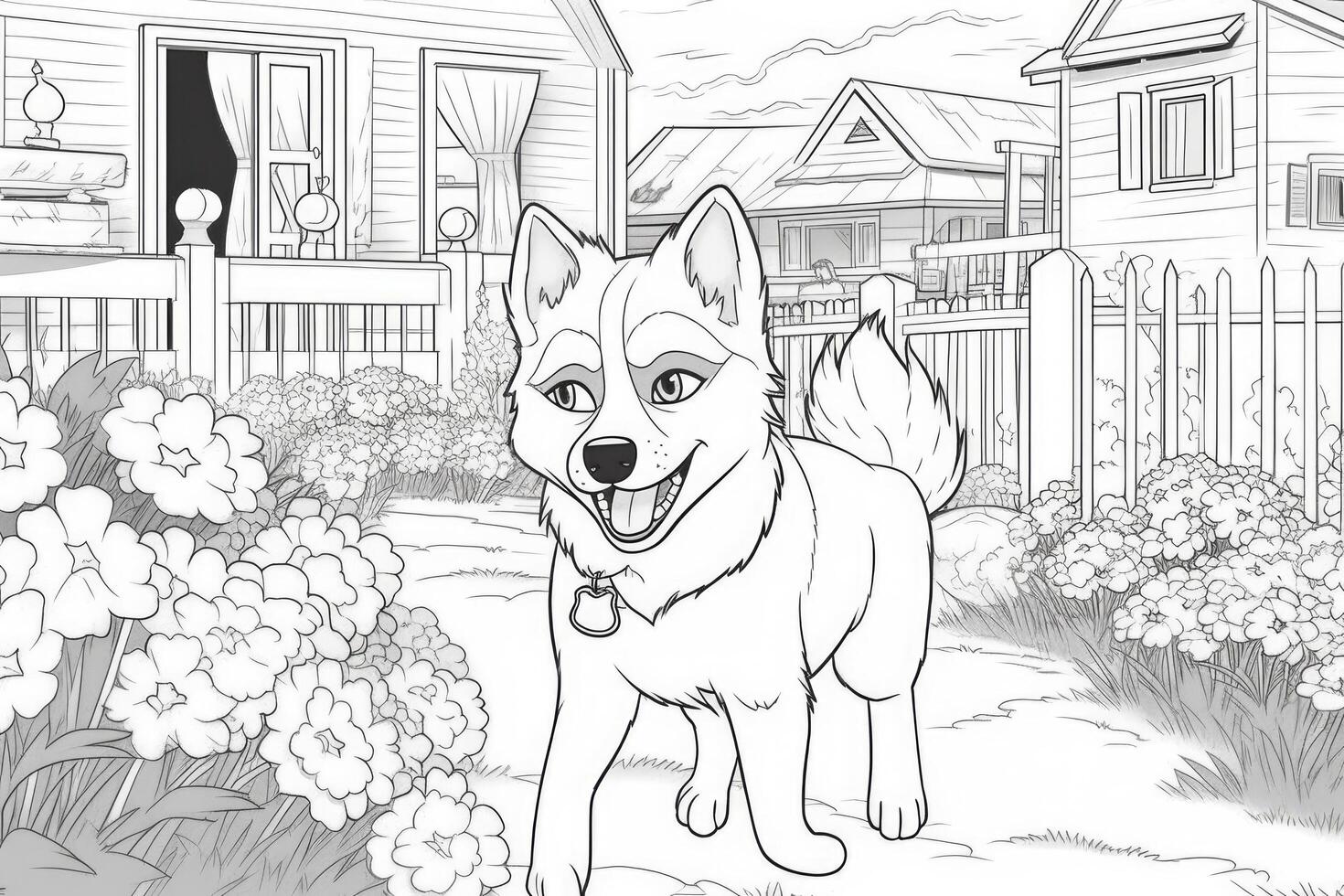Coloring page outline of cartoon cute little puppy dog. illustration coloring book for kids. photo