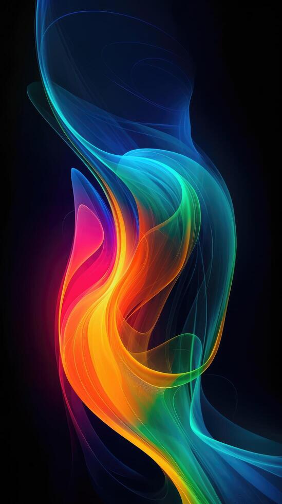 Modern background of rainbow gradients and curves with fluid, liquid motion with photo