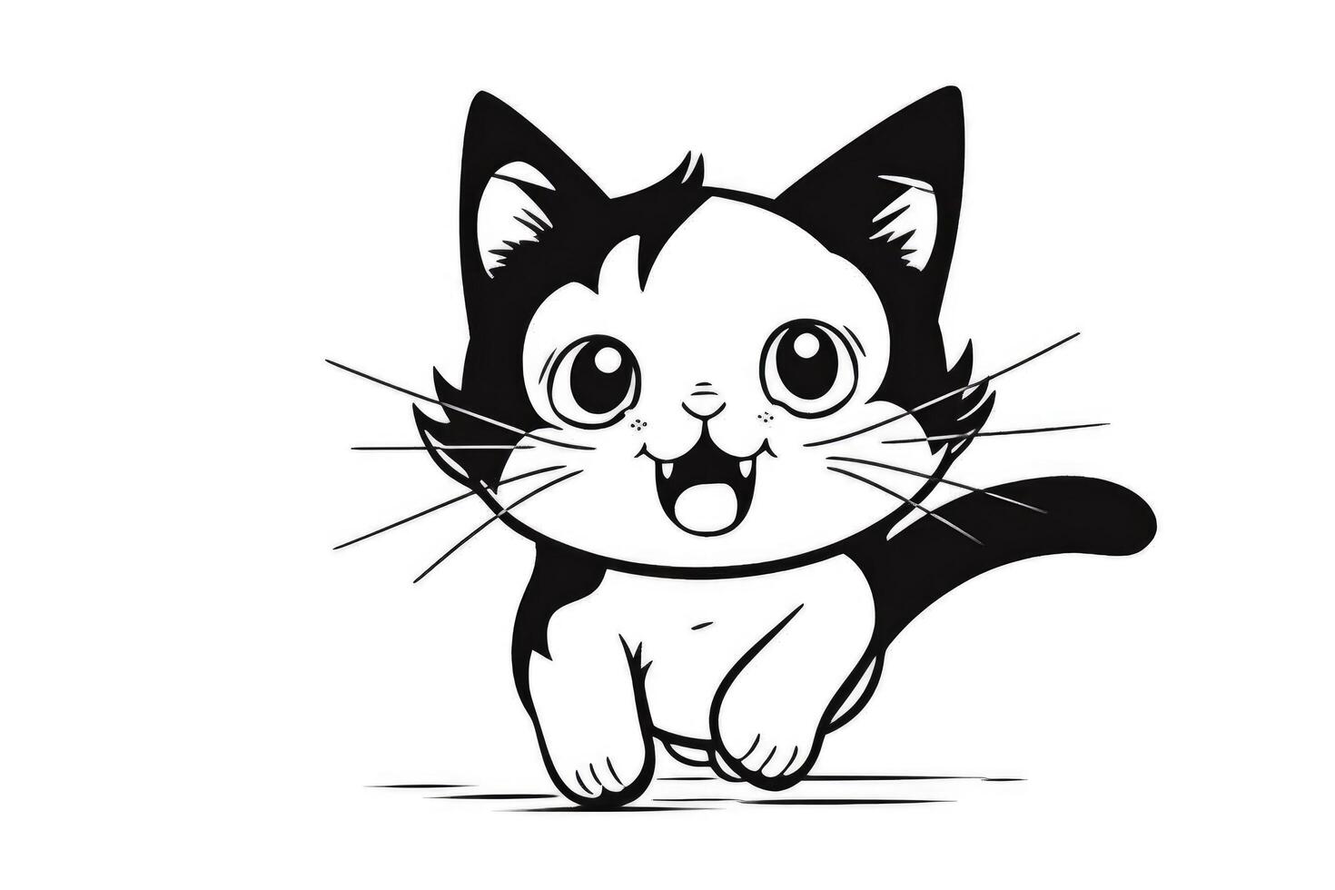 Cute Cartoon Kitten Cat outlined for coloring book isolated on a white background. photo