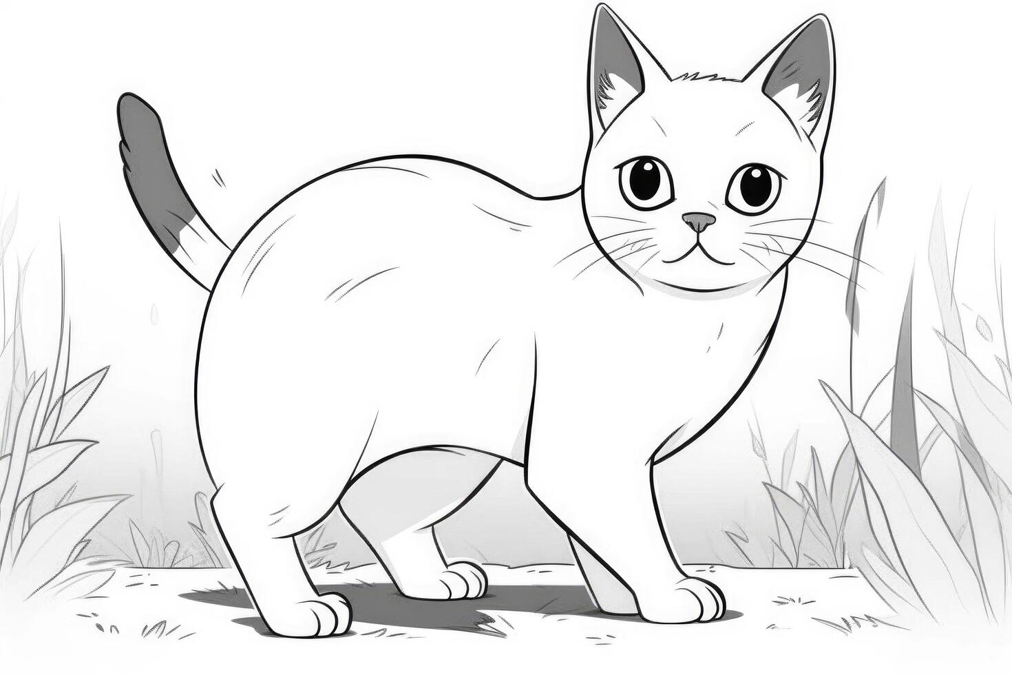 Cute Cartoon Kitten Cat outlined for coloring book isolated on a white background. photo