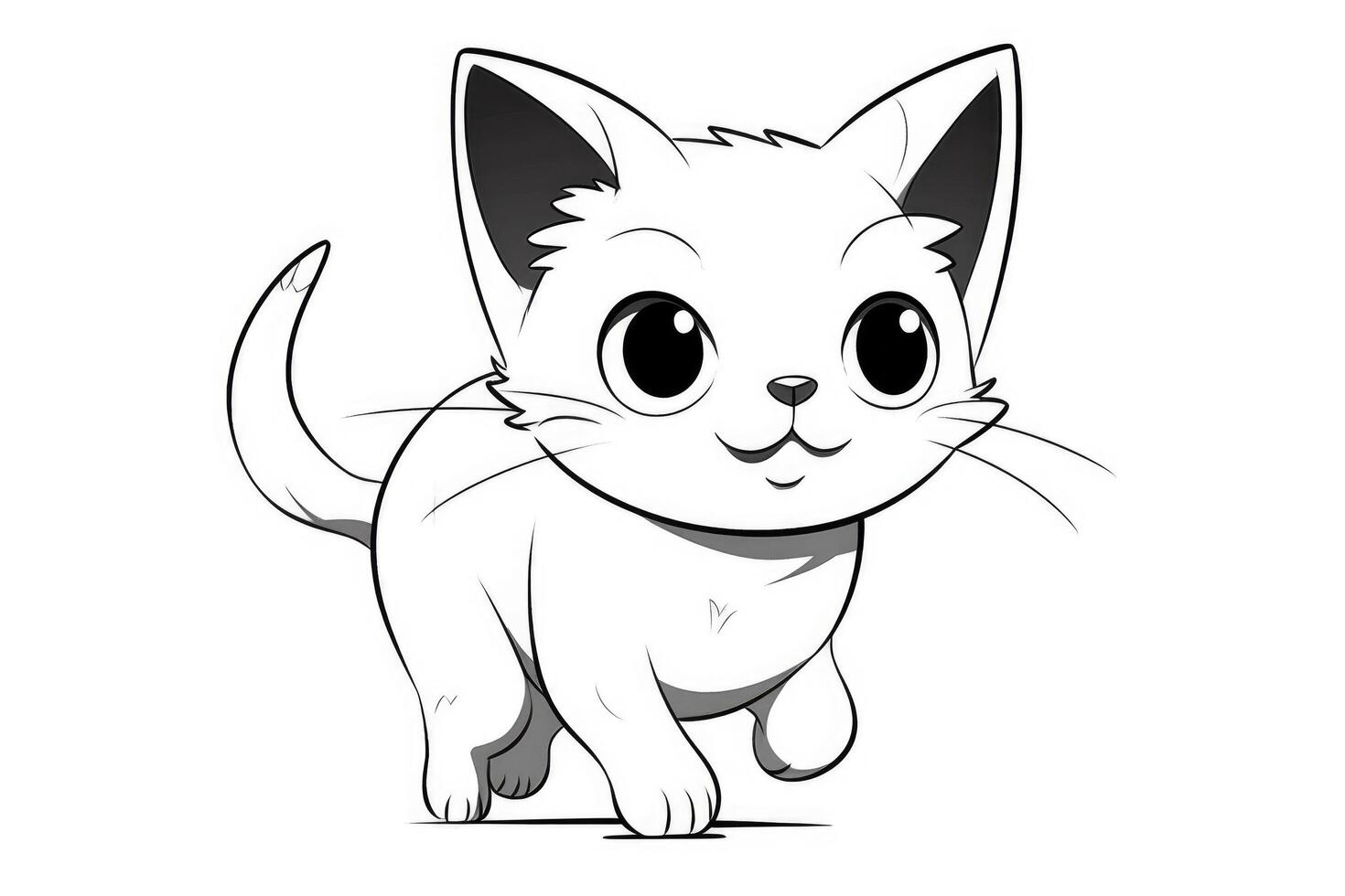 Cute Cartoon Kitten Cat outlined for coloring book isolated on a white background. photo