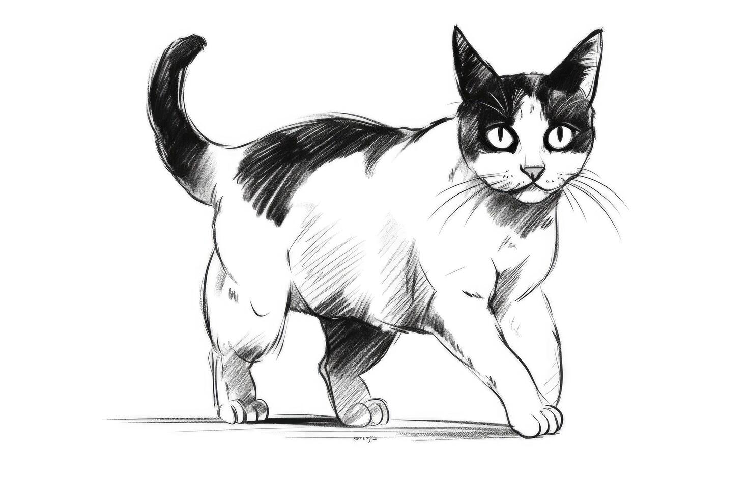 Cute Cartoon Kitten Cat outlined for coloring book isolated on a white background. photo