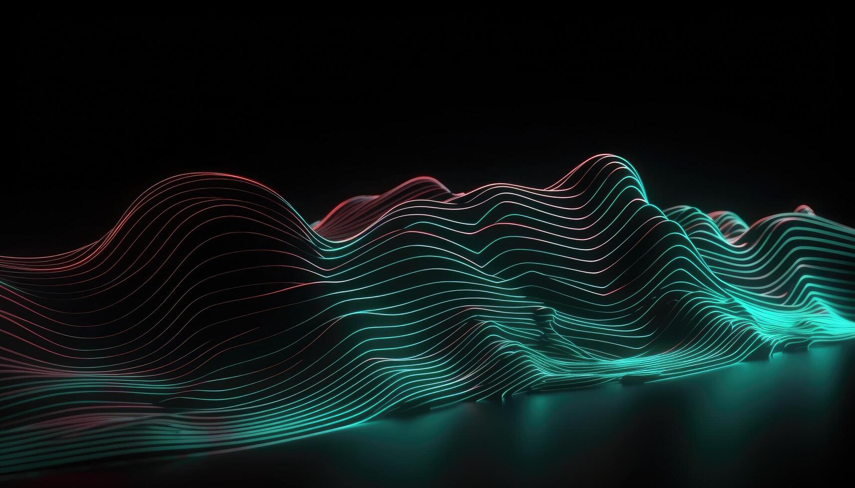Wavy Black And Neon Metallic 3D Background, photo