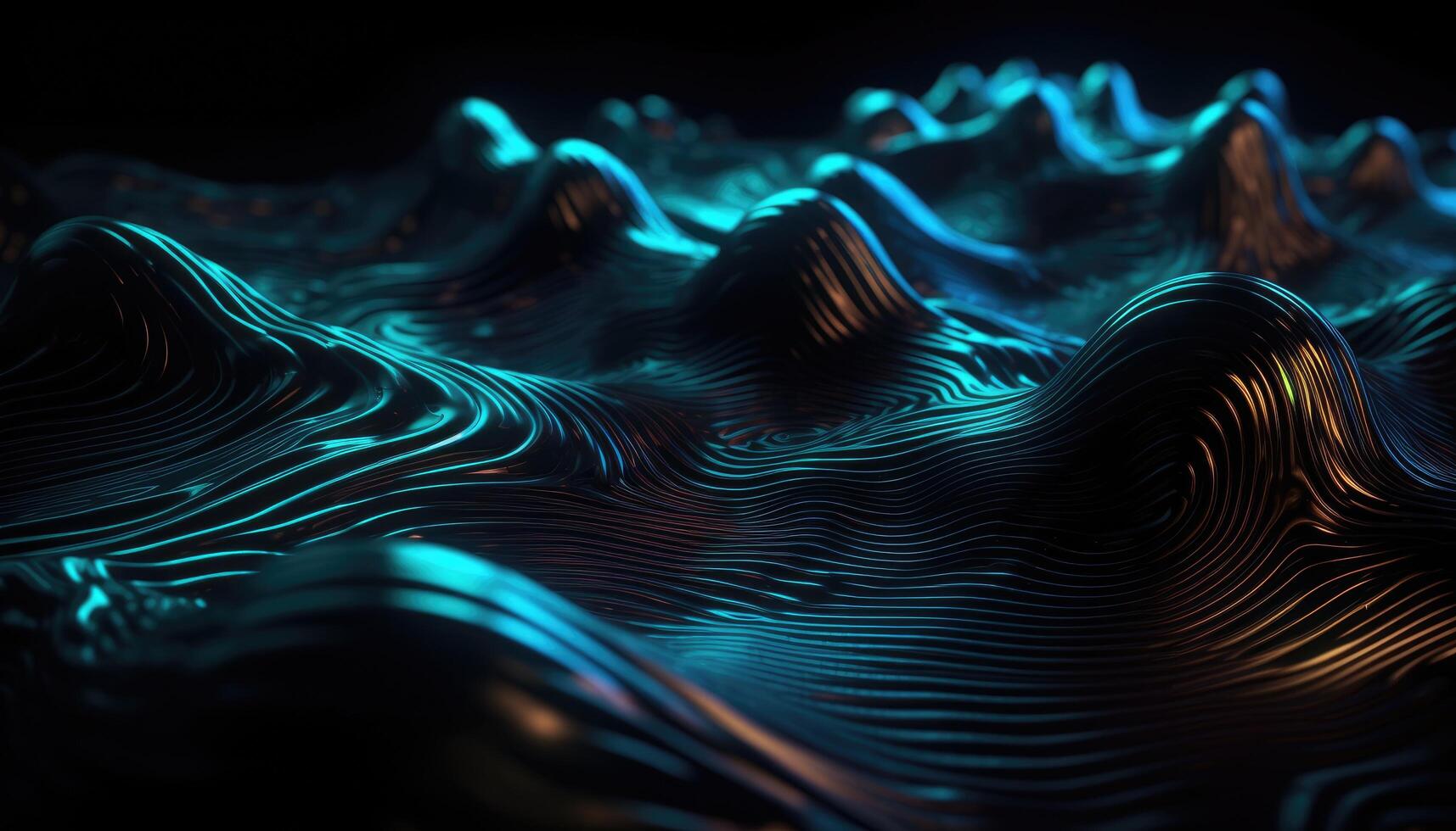 Wavy Black And Neon Metallic 3D Background, photo