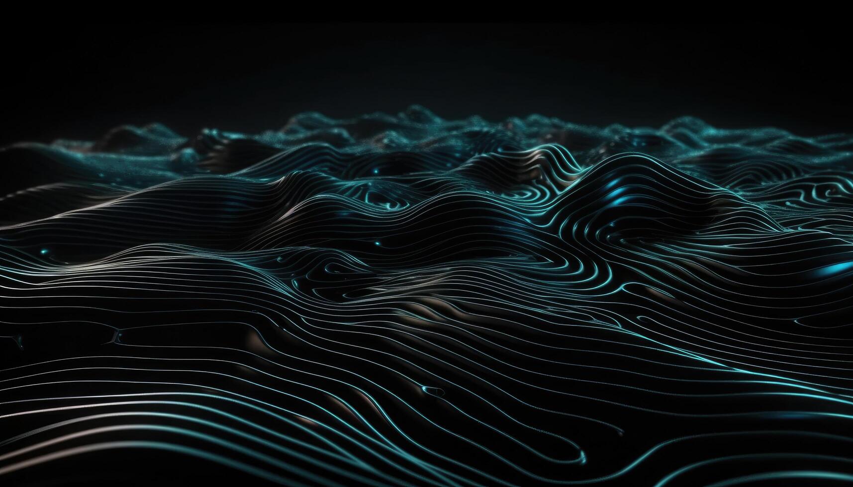 Wavy Black And Neon Metallic 3D Background, photo