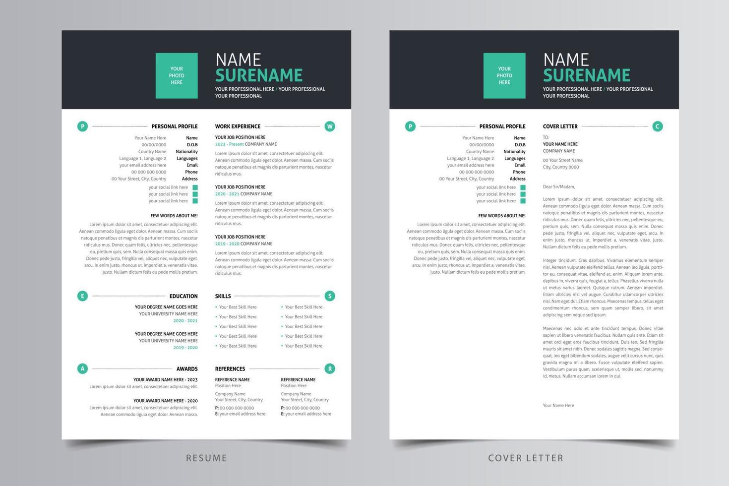 Professional Modern Resume Template, CV Template. Free Download vector