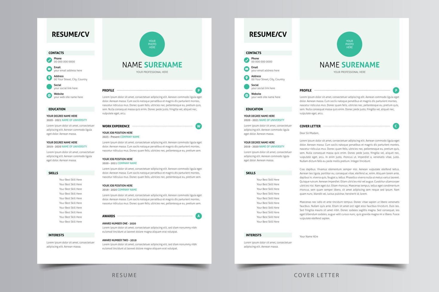 Professional Modern Resume Template, CV Template. Free Download vector