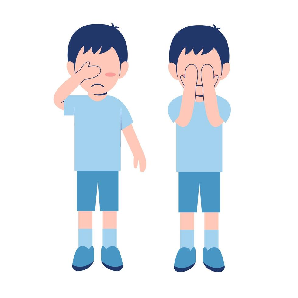 Set Of Little Boy Feeling Sad vector