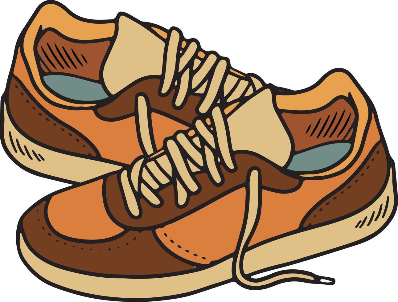 Vector illustration of a pair of Brown Sneakers. Fashion shoes