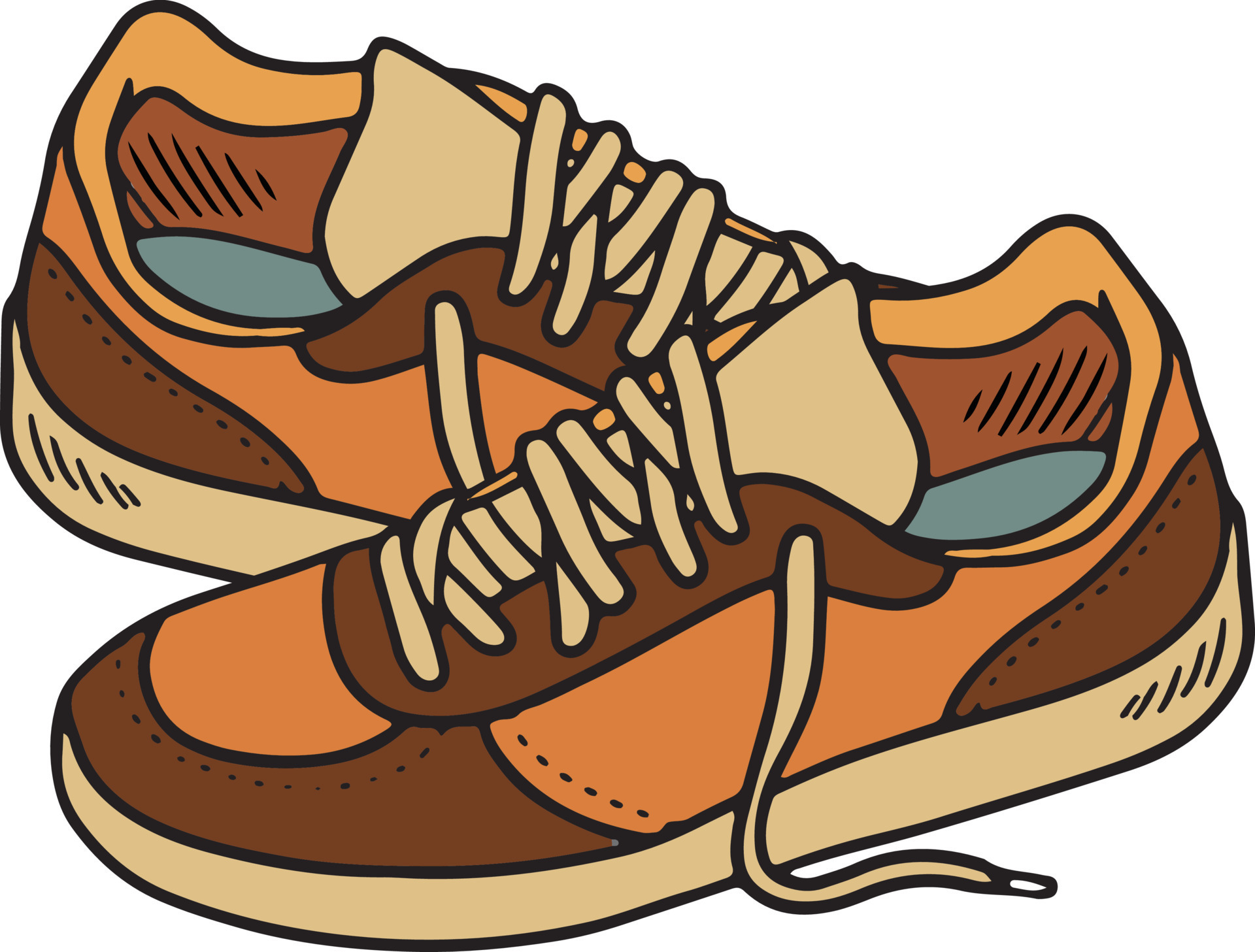 Vector illustration of a pair of Brown Sneakers. Fashion shoes 22563762