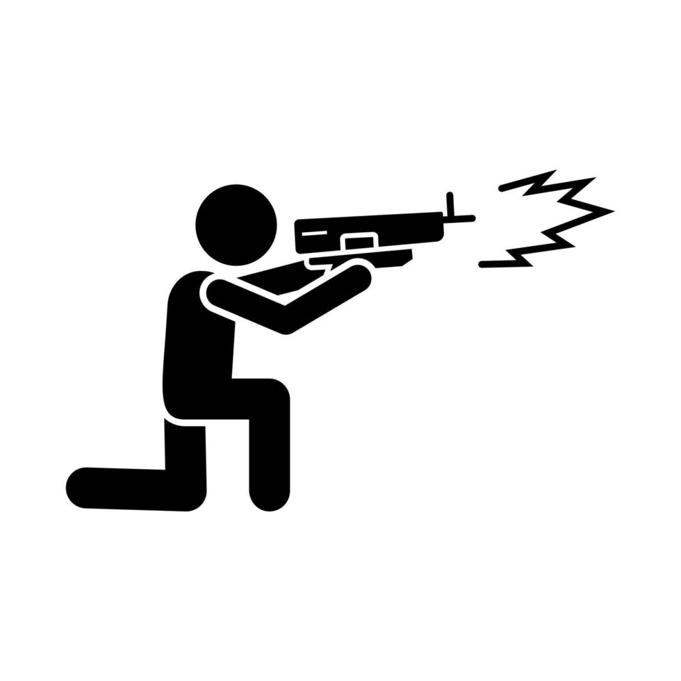 pistola hombre disparar vector icono