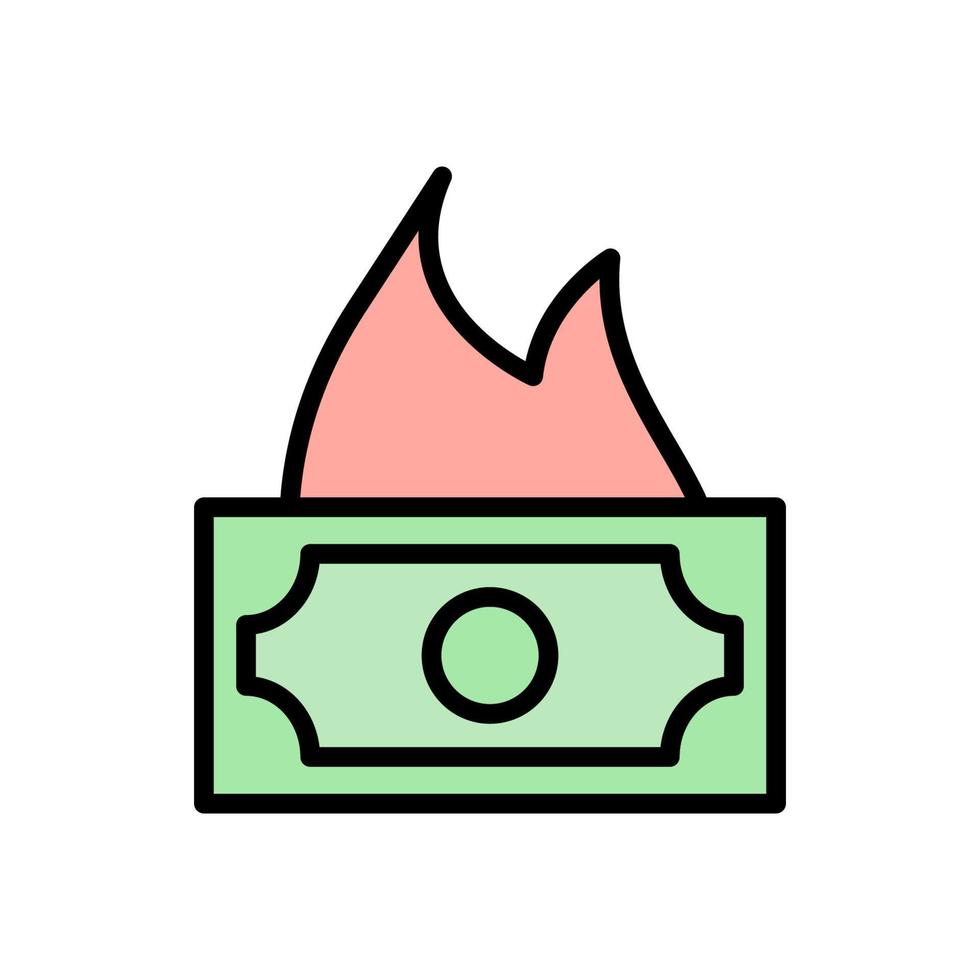 dinero fuego vector icono