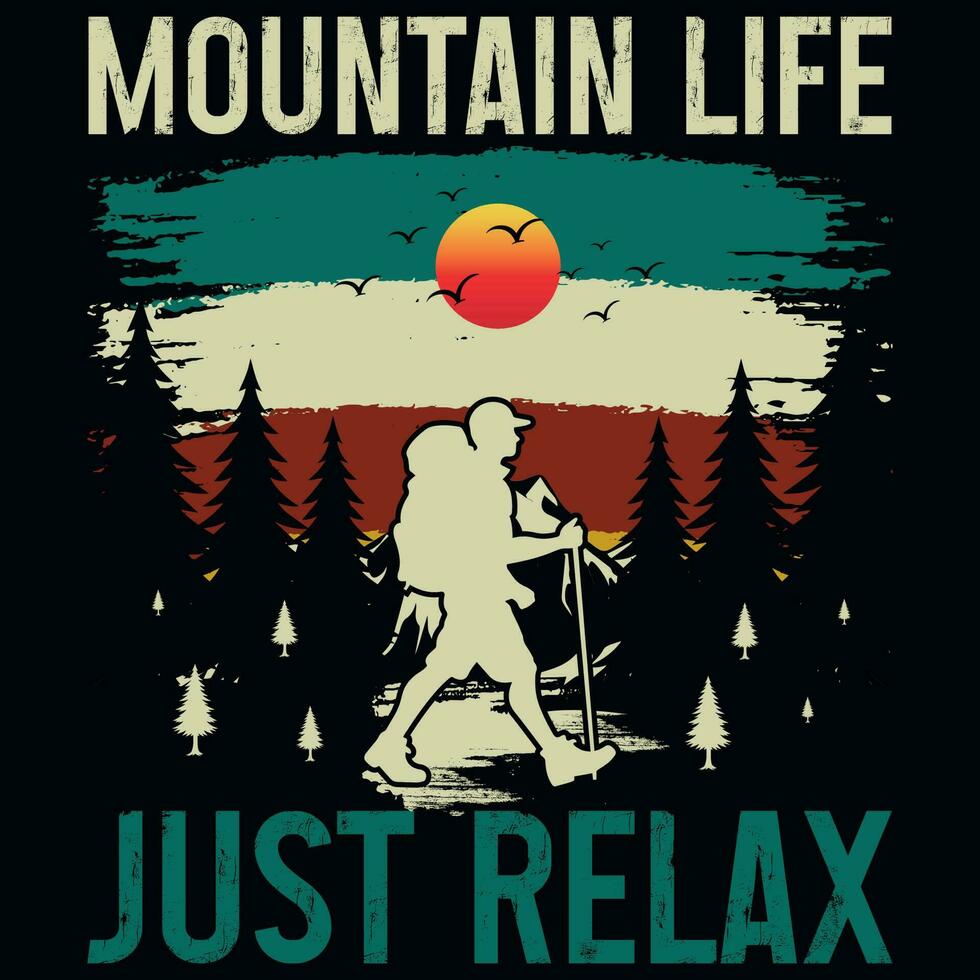 Mountain hiking adventures tshirt design vector