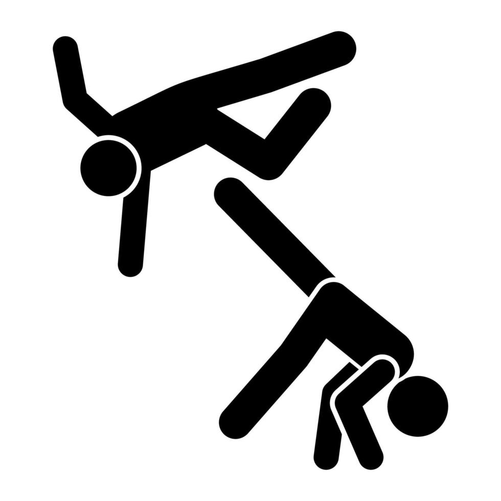 Flying men kick vector icon