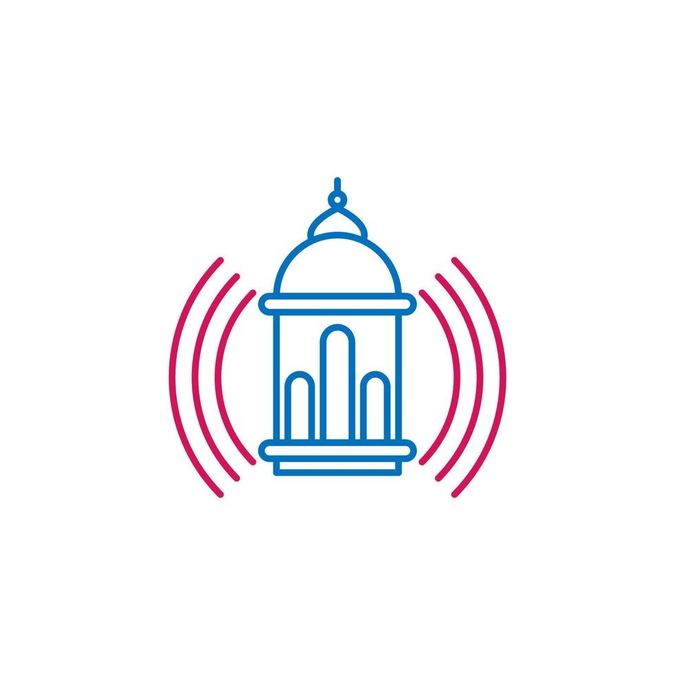 Islam, adhan call 2 colored line vector icon