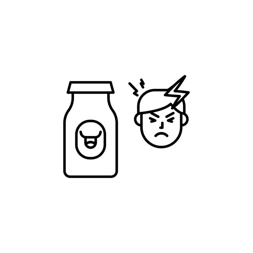 lácteos, alérgico cara vector icono