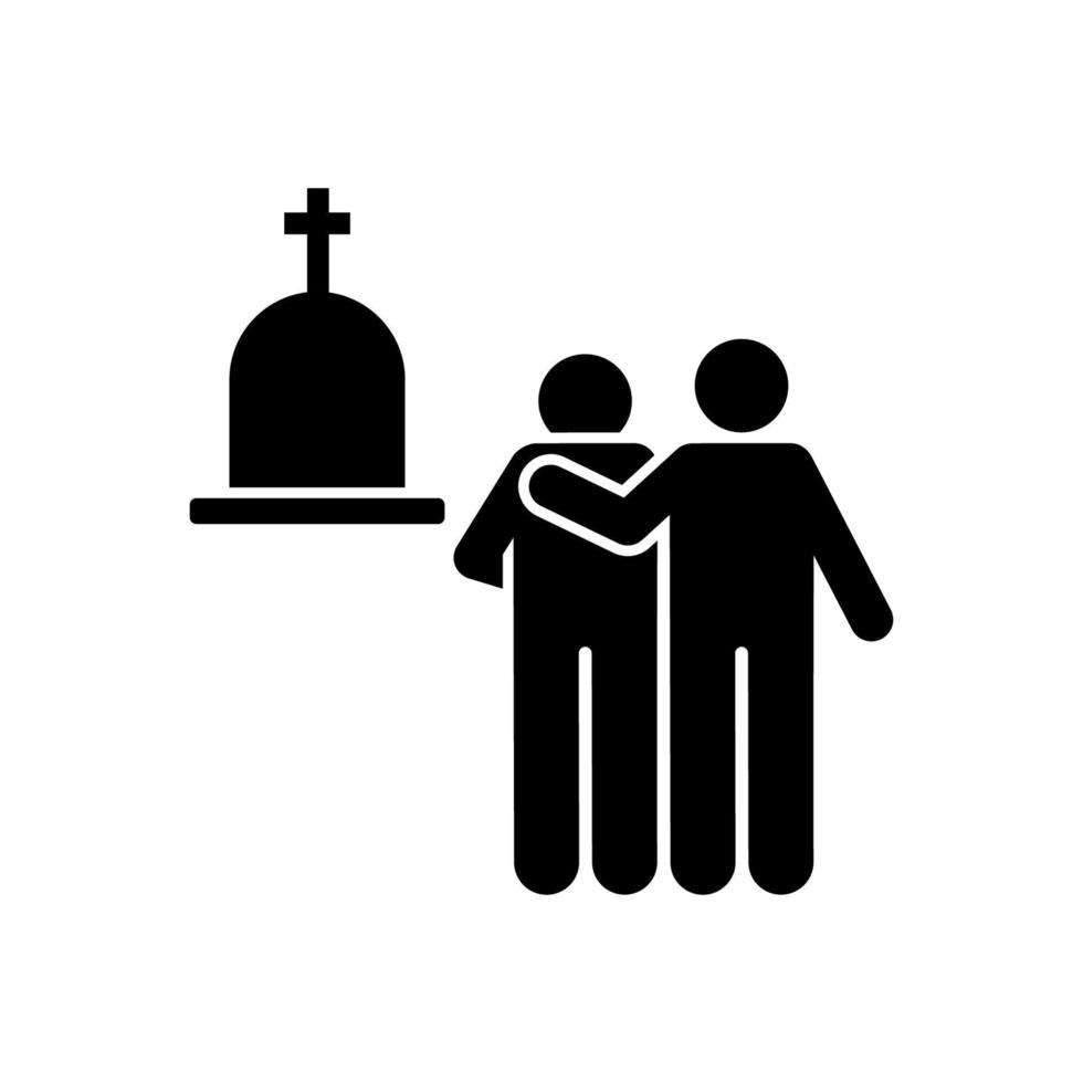 Two man funeral friend grief vector icon