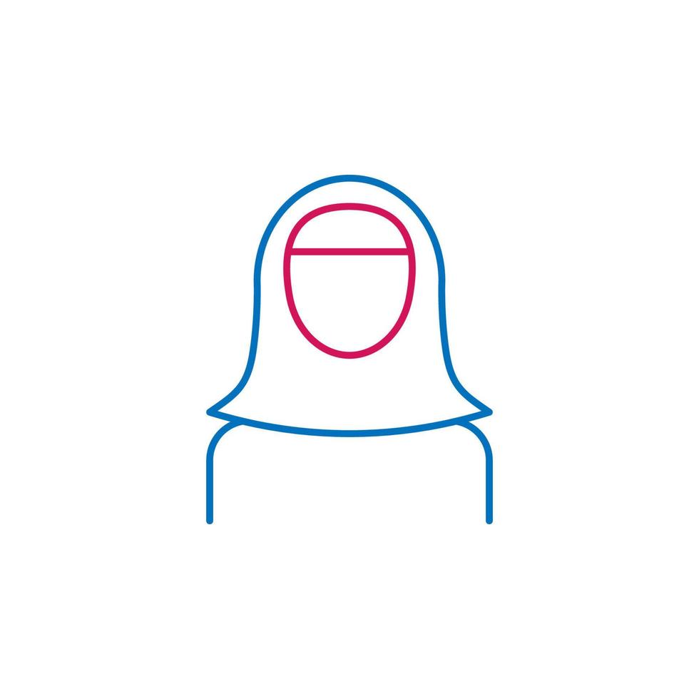 Islam, hijab 2 colored line vector icon