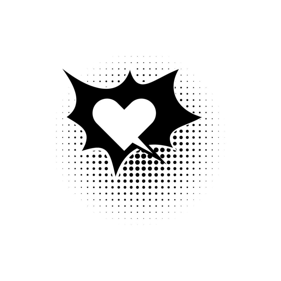 pop art, speech bubble, heart vector icon