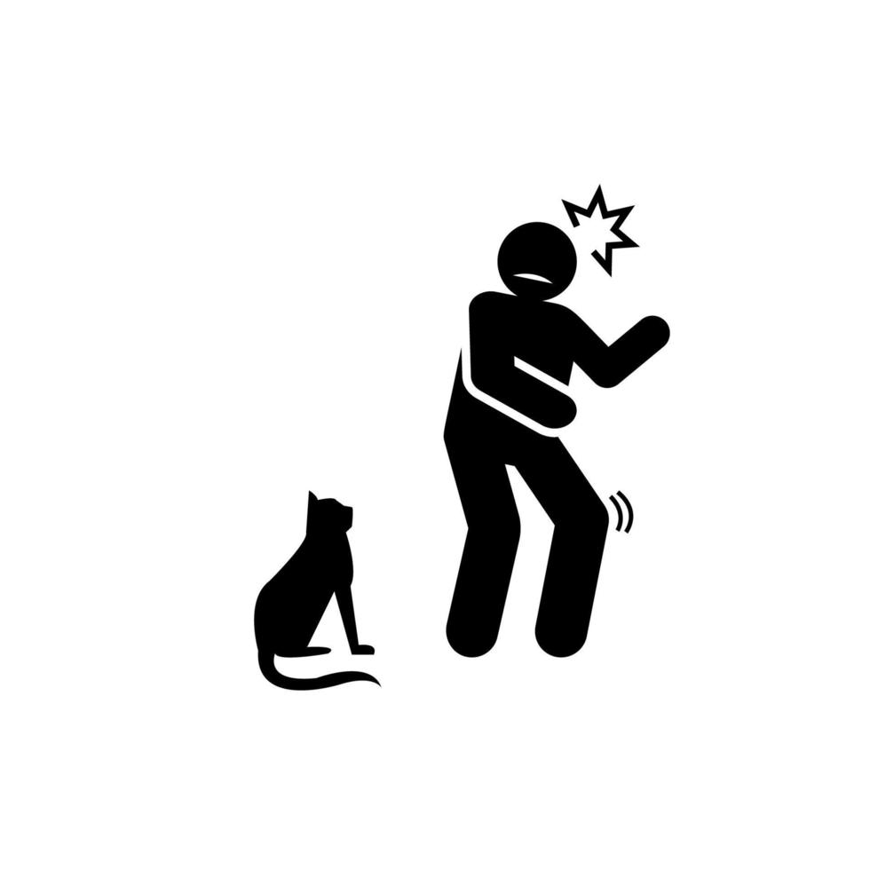 Cat, man, scared, superstition vector icon