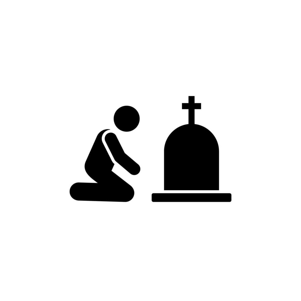 Man funeral burial sorrow vector icon