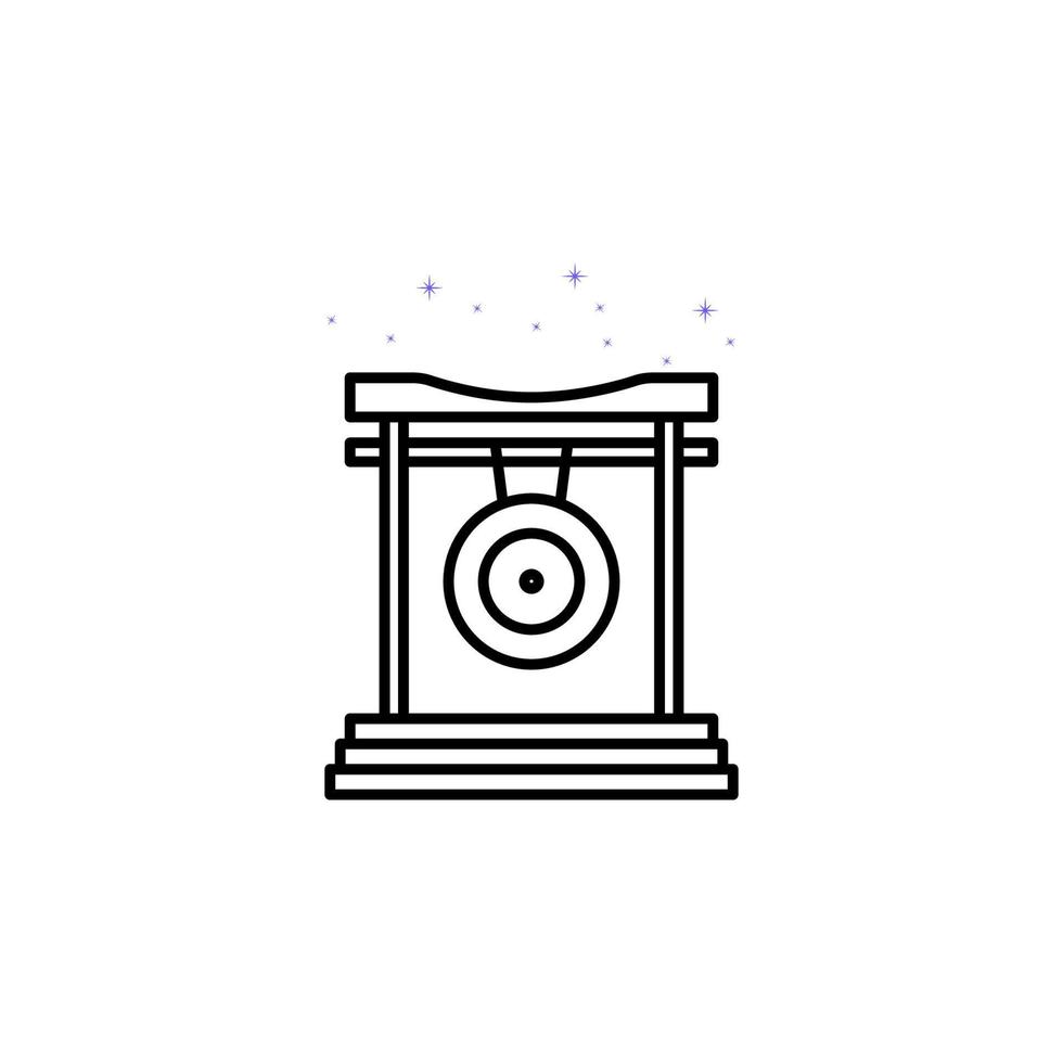 Gong, percussion, China culture vector icon