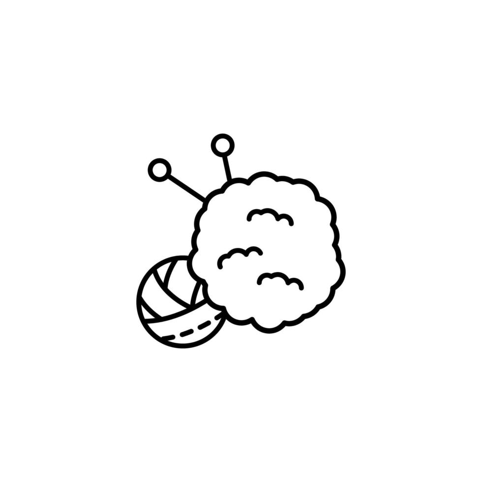 Yarn ball, knitting needle, wool vector icon