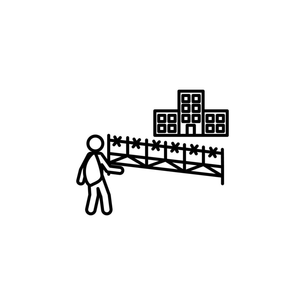 barbwire fence migration vector icon