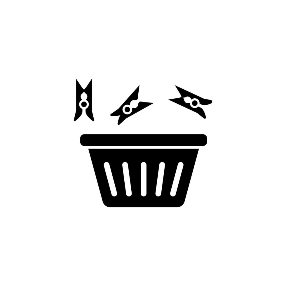 Laundry, clother tub, clothespin vector icon