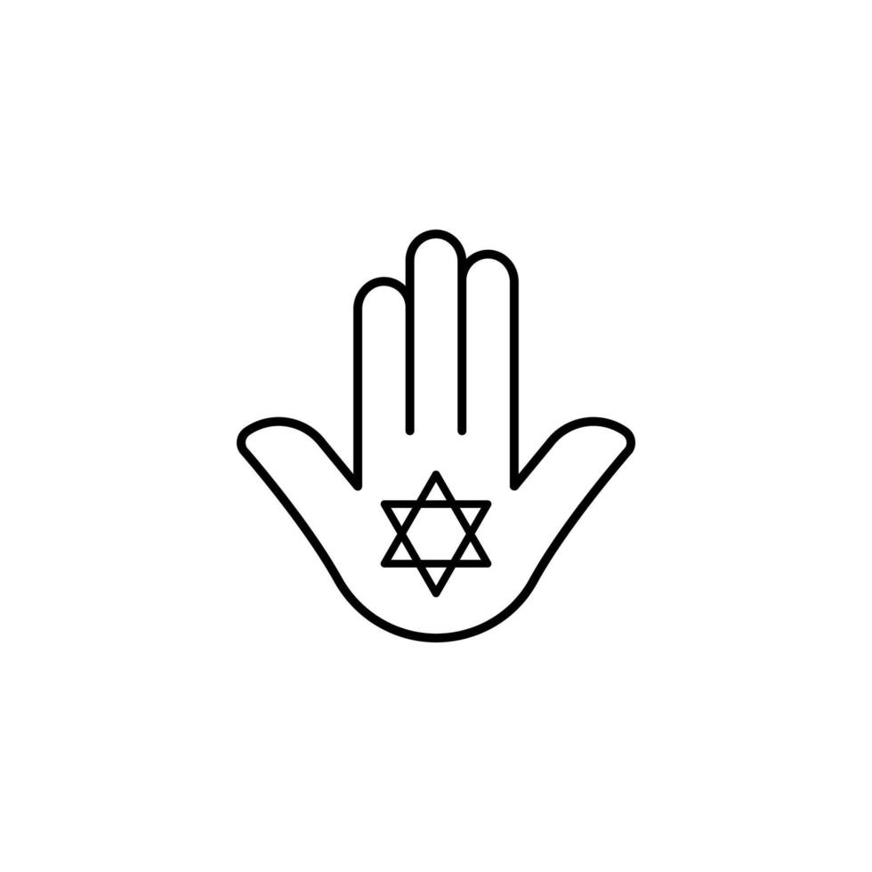 Jewish hamsa hand, Judaism vector icon