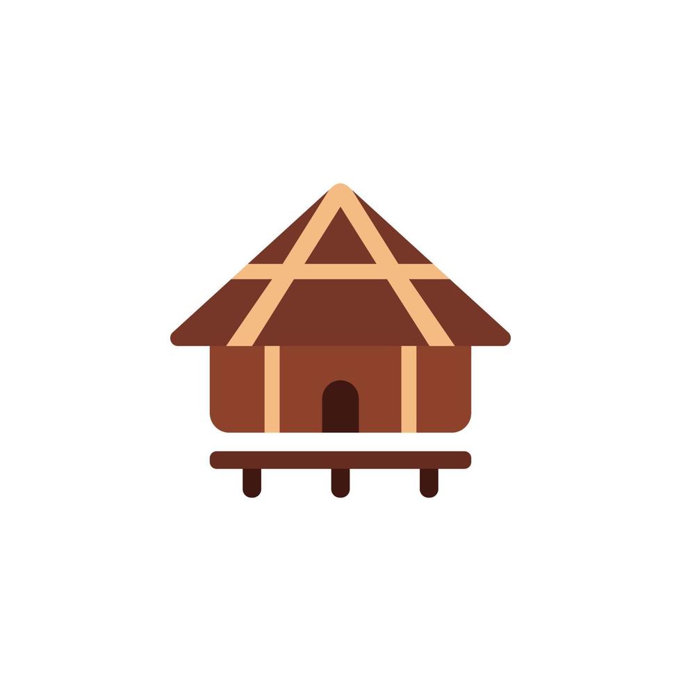 cabaña, madera, almacenamiento, safari vector icono