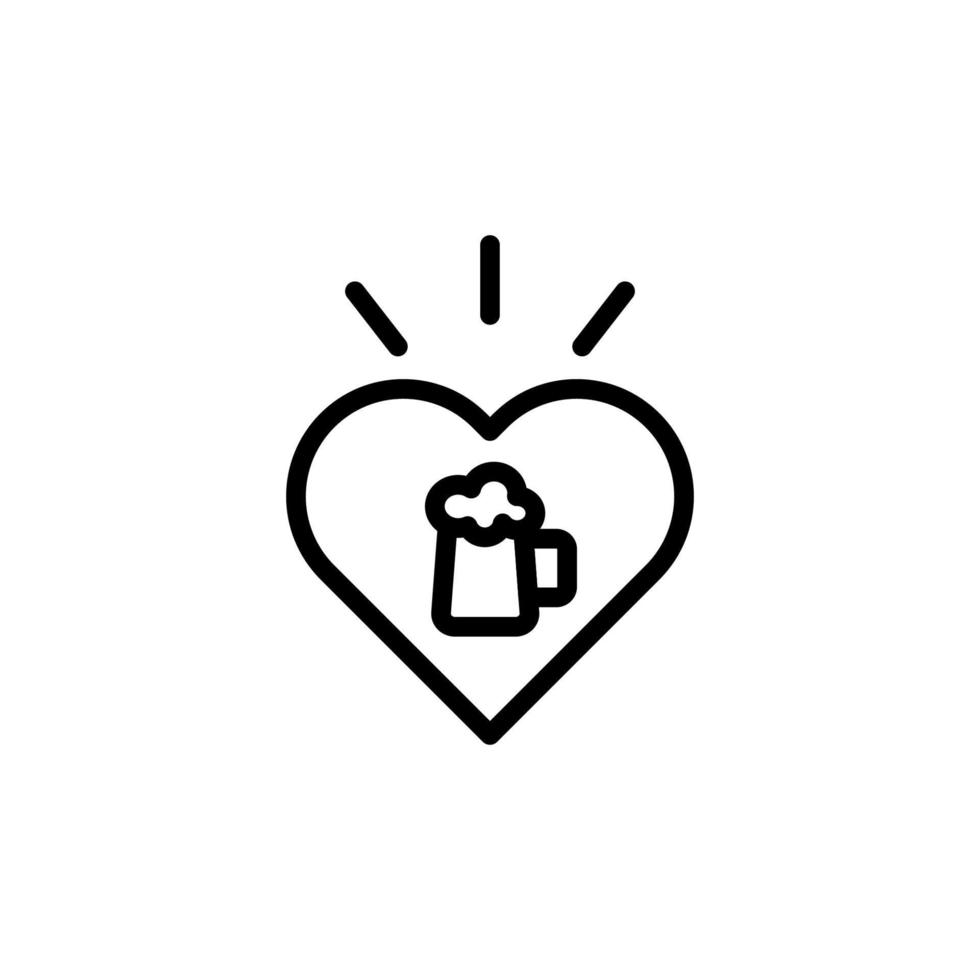 Heart, love, beer vector icon