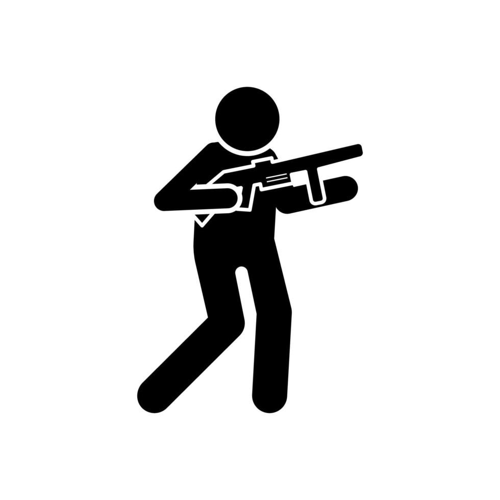 Gun man shoot vector icon