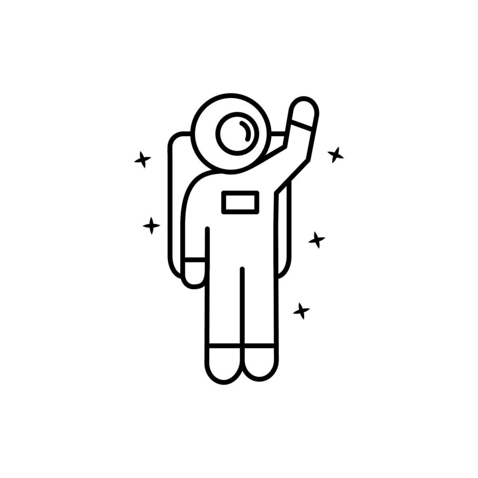 astronauta, saludo, estrella vector icono