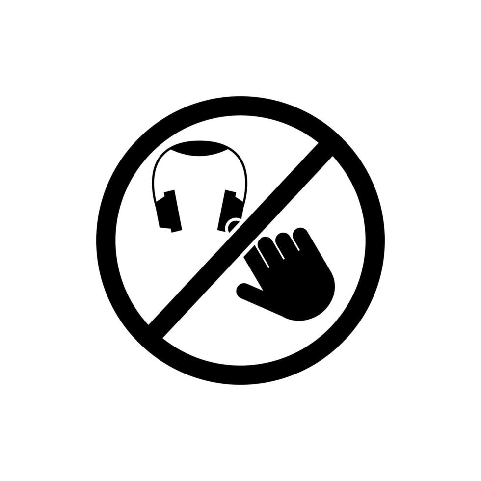 hacer no tocar, auriculares vector icono